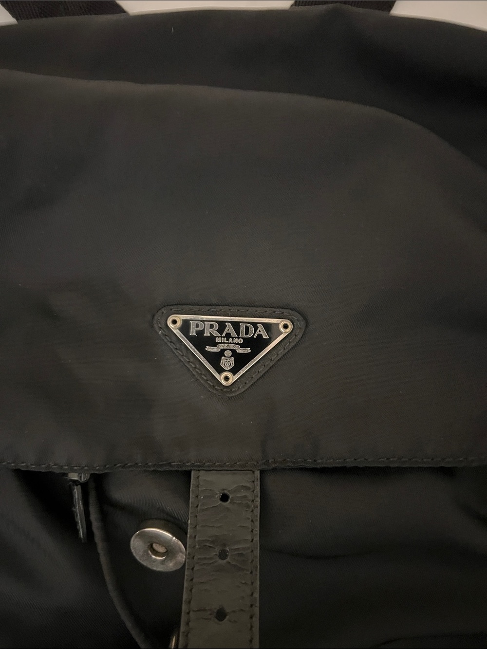 Prada Black Nylon Drawstring Backpack with Front Pockets - Picture 2 of 8